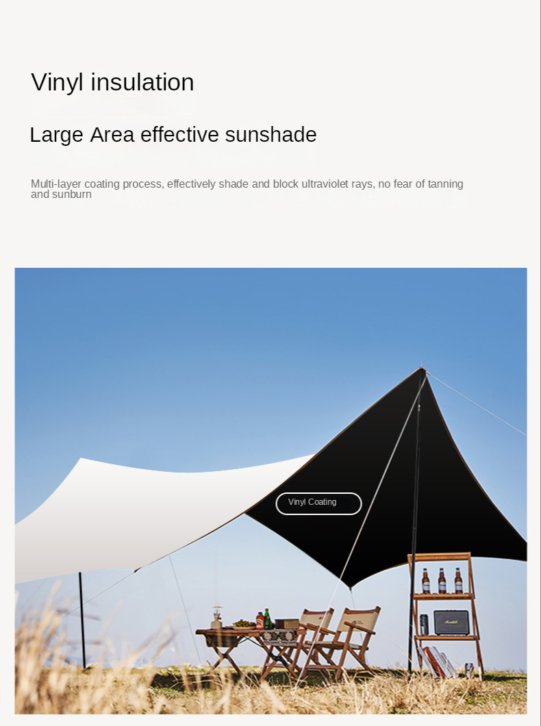 Cheap Goat Tents Tarp Tent 3.3*5M Black Rubber Canopy Cloth Camping Sunshade Cloth Beach Outdoor Supplies Camping Tent Portable Sunscreen Tent   